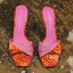 Gianni Bini Emberie Tropical Mule, Pink, Size 10